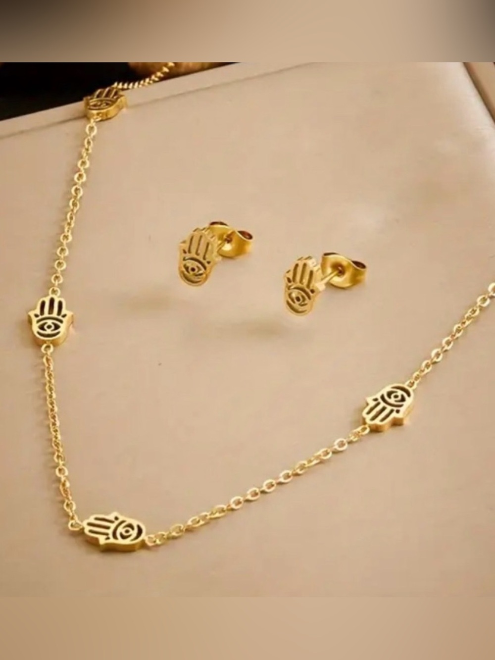 Hamsa Hand Necklace and Earring Set